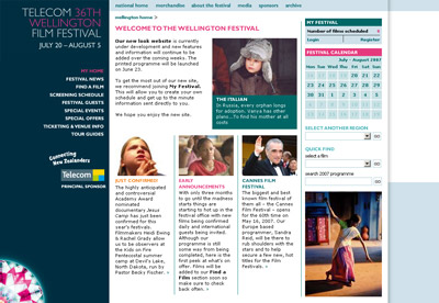Screenshot of the New Zealand Film Festival